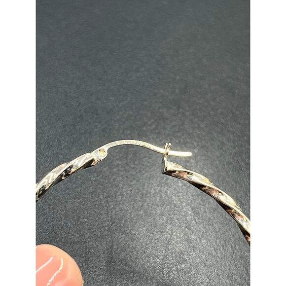 Sterling Silver 925 Twisted Rope Hoop Earrings 2" Diameter OSG Stamped 4.6g - Picture 6 of 8